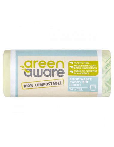 GreenAware, Kompostowalne worki na odpady spożywcze 12L, 14 szt.