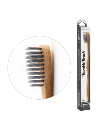 Humble Brush, Bambusowa szczoteczka do zębów dla dorosłych z włóknem węglowym, SOFT, CHARCOAL