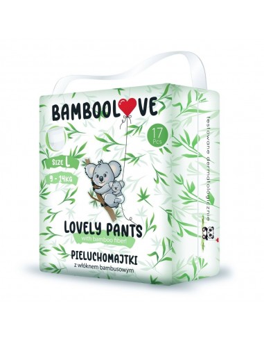 BAMBOO LOVE, LOVELY PANTS pieluchomajtki rozmiar L (10-14 kg), 17 szt