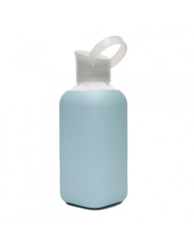 Szklana kwadratowa butelka - Niebieska, 500 ml, WoodWay