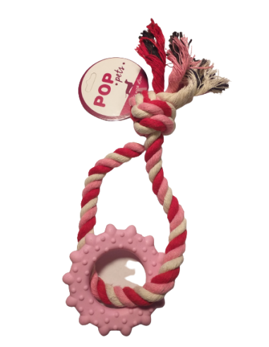 POP PETS Gumowy ring z wypustkami na sznurku, 25cm, mix kolorów [06429]