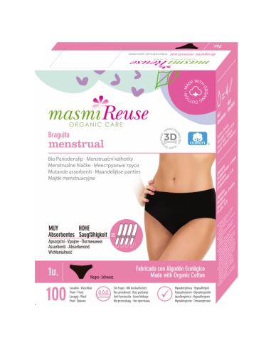 Majtki menstruacyjne 100% certyfikowanej bawełny organicznej MASMI M
