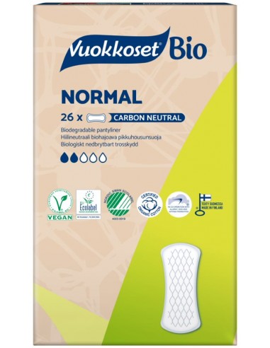 Vuokkoset, BIO, Wkładki Higieniczne Normal, 26szt.