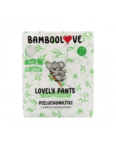 BAMBOOLOVE, LOVELY PANTS, Pieluchomajtki jednorazowe, rozmiar L (10-14 kg), 17 szt.