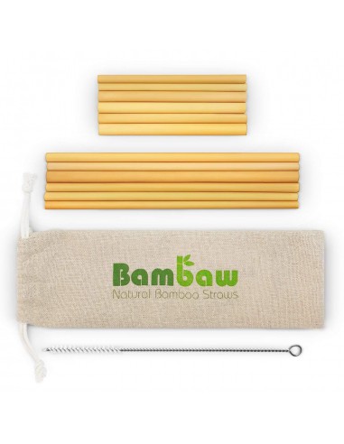 BAMBAW, Zestaw ekologicznych słomek wraz ze szczoteczką do czyszczenia, 6x22 i 6x14 cm